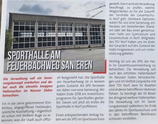 Sanierung der Ge Norf Halle am Feuerbachweg