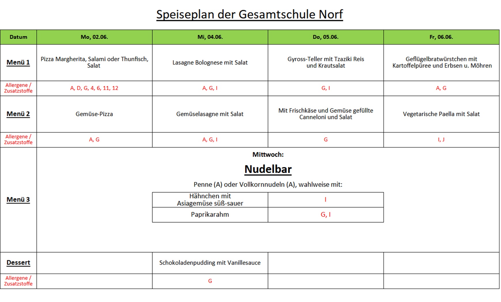 378 Speiseplan der Gesamtschule Norf 02.06.25ff